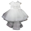 White baby girl baptismal dress with tail and collar