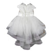 White baby girl baptismal dress with tail and collar