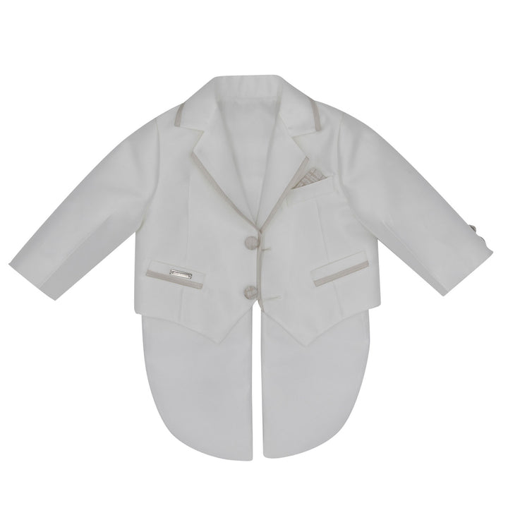 Completo battesimo bambino bianco beige