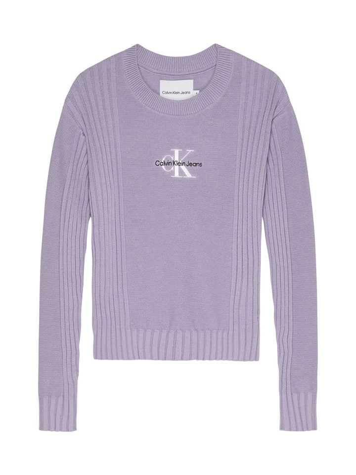 Monogram rib maglia ragazza lavanda