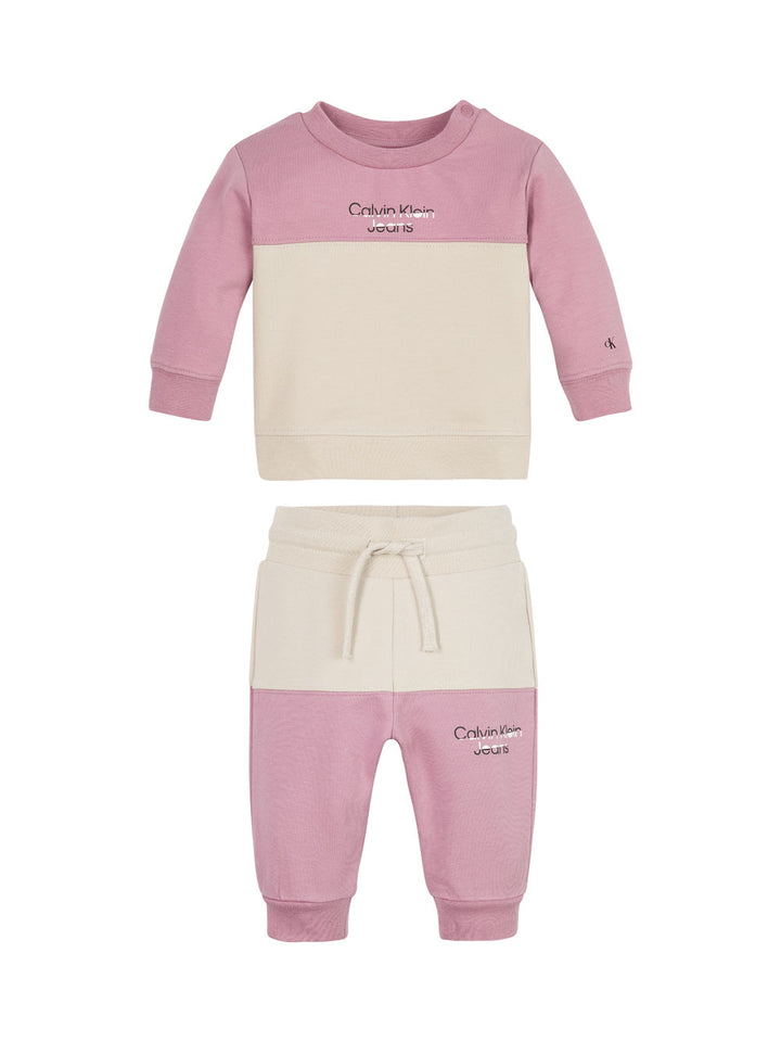 Baby girl white pink color block jumpsuit