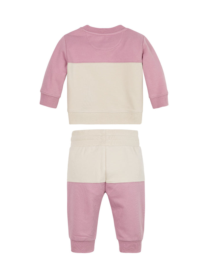 Baby girl white pink color block jumpsuit