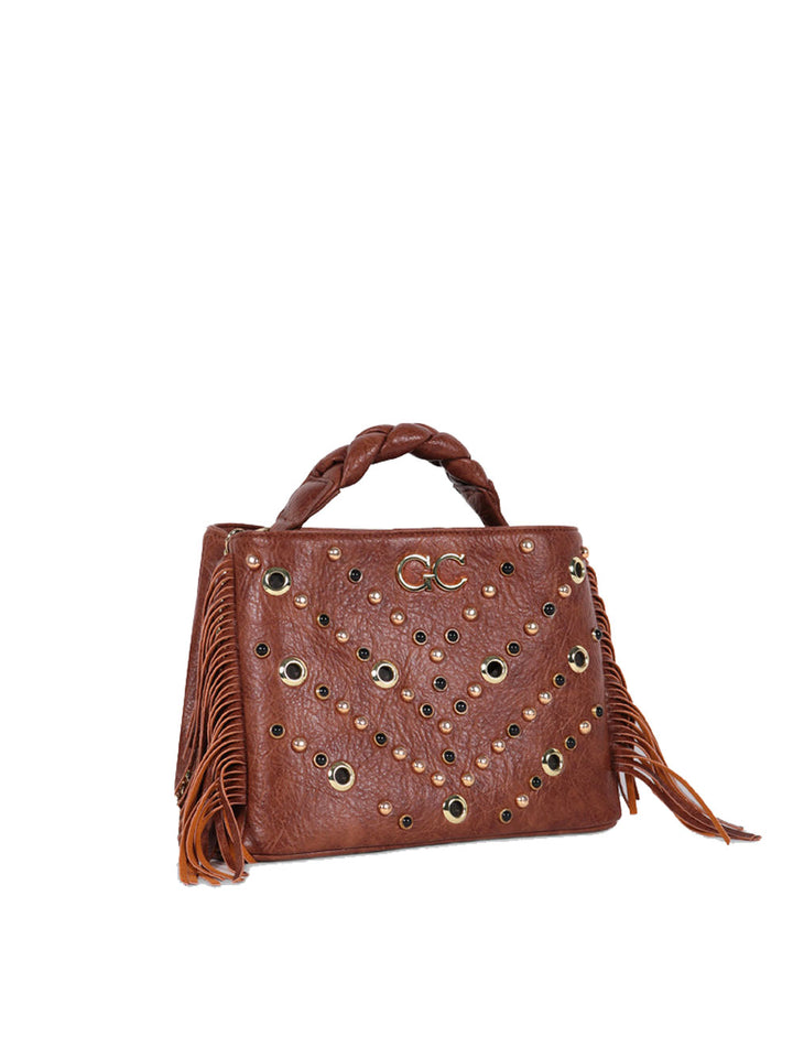 Gio Cellini Crystal women's bag brown fringes