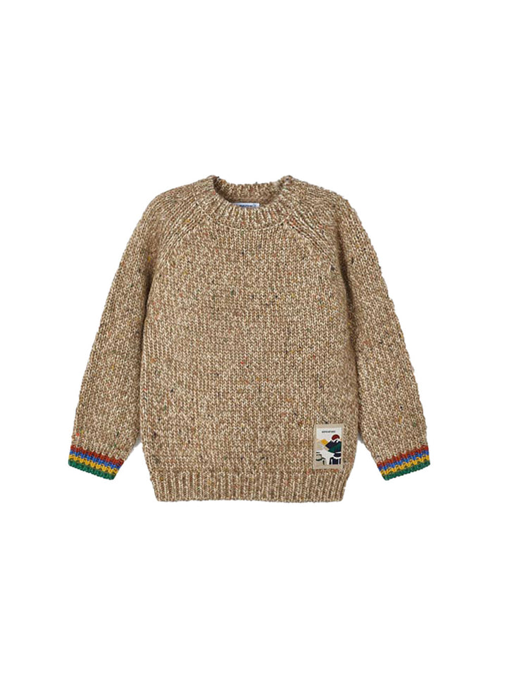 Mayoral beige crew neck sweater for kids