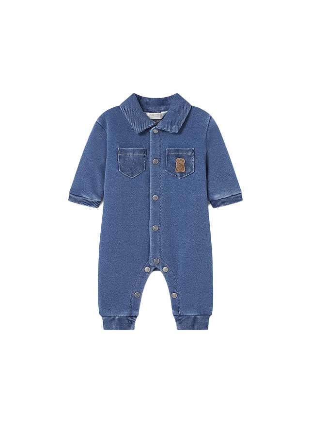 Mayoral newborn denim fur romper