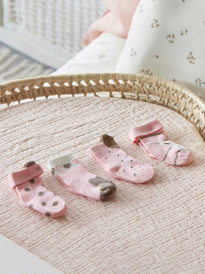 Mayoral newborn set of 4 pink birth socks