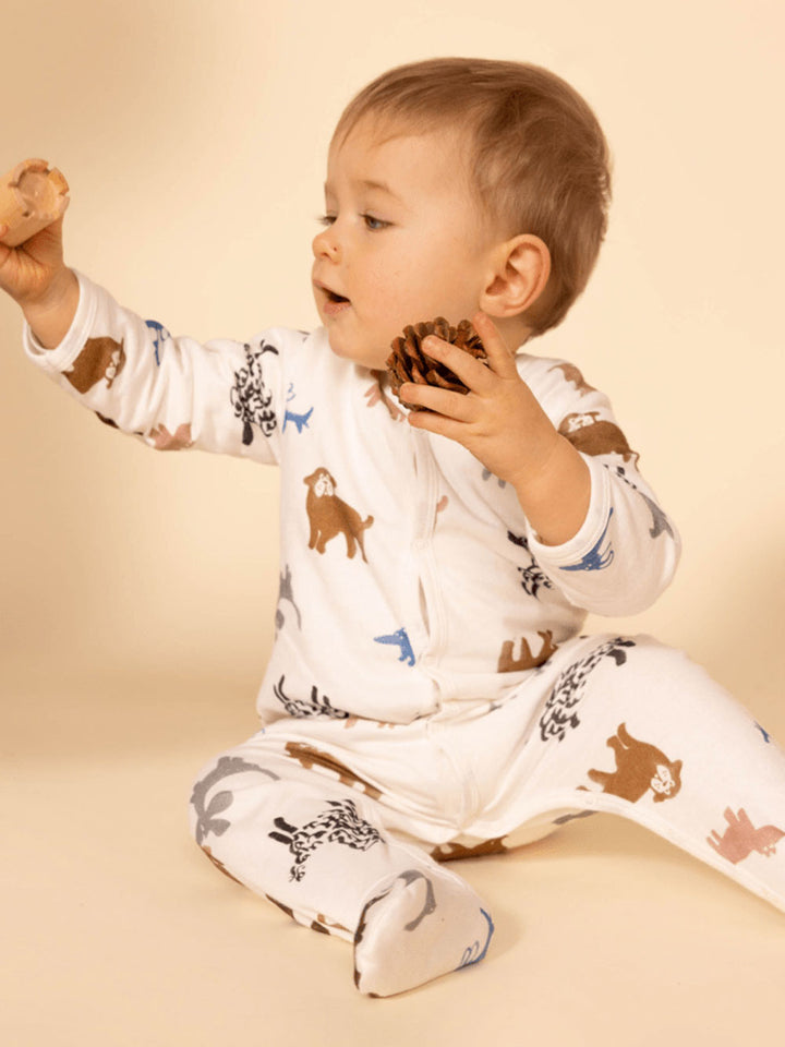 Petit Bateau baby animal crew neck romper