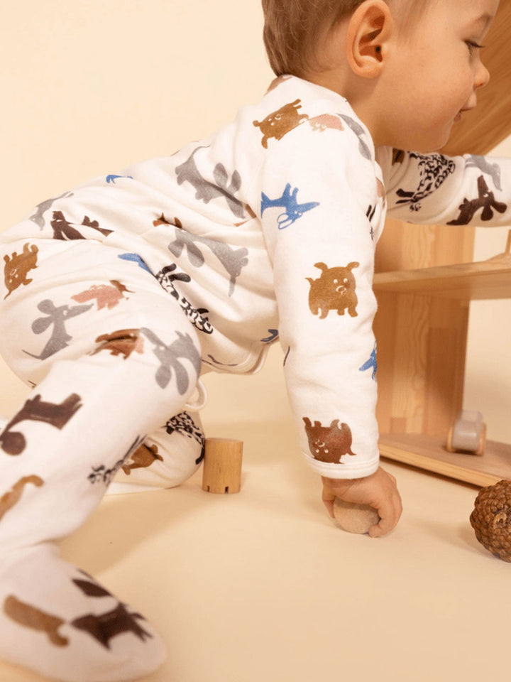 Petit Bateau baby animal crew neck romper