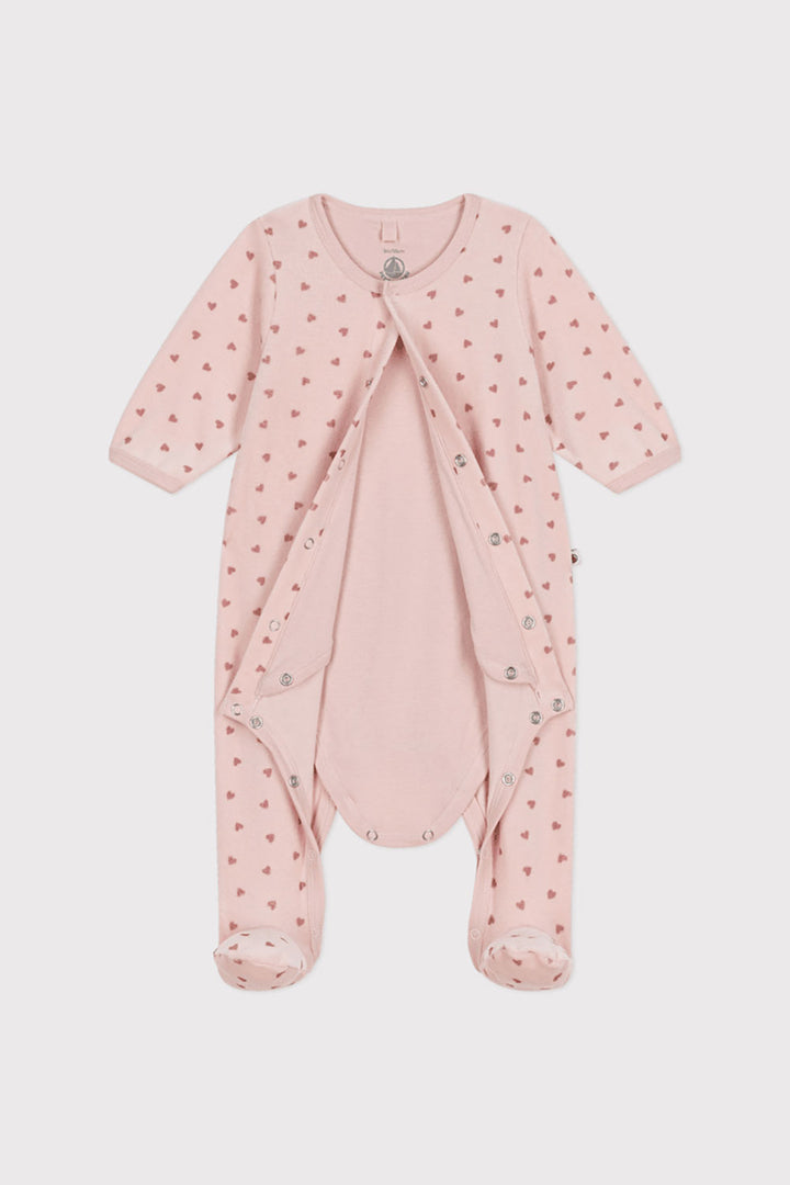 PETIT BATEAU baby girl romper - SALINE/ROSEWOOD