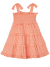 Pink dress with elastic bodice for girls