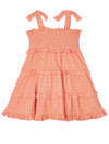 Pink dress with elastic bodice for girls