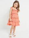 Pink dress with elastic bodice for girls