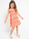 Pink dress with elastic bodice for girls