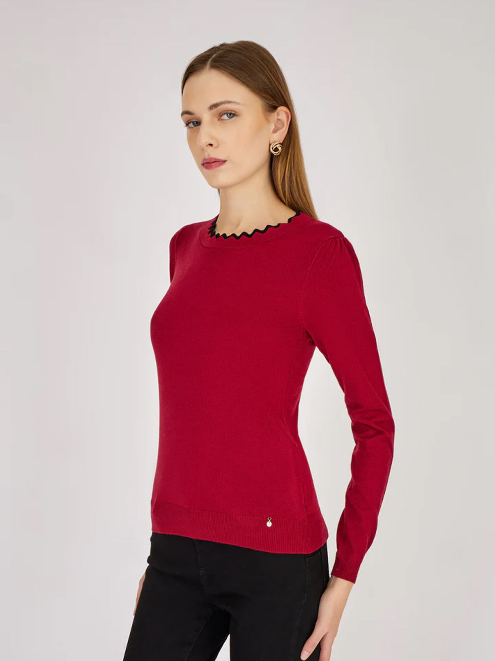 ARTIGLI Artigli pullover donna collo in contrasto