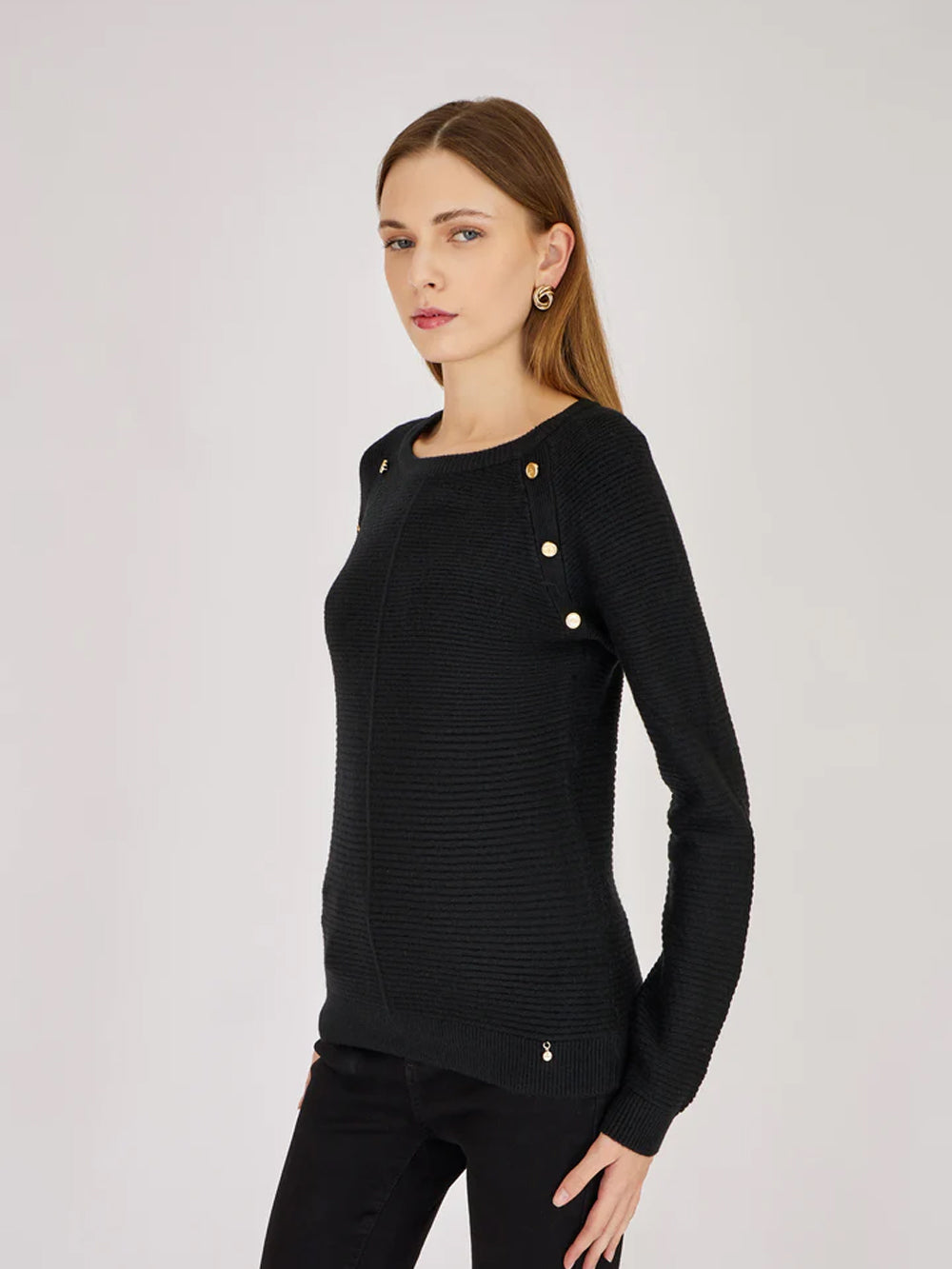 ARTIGLI Artigli pullover donna nero dettagli bottoni