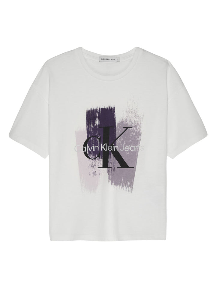 CALVIN KLEIN JEANS T-shirt bambina brush stroke monogram