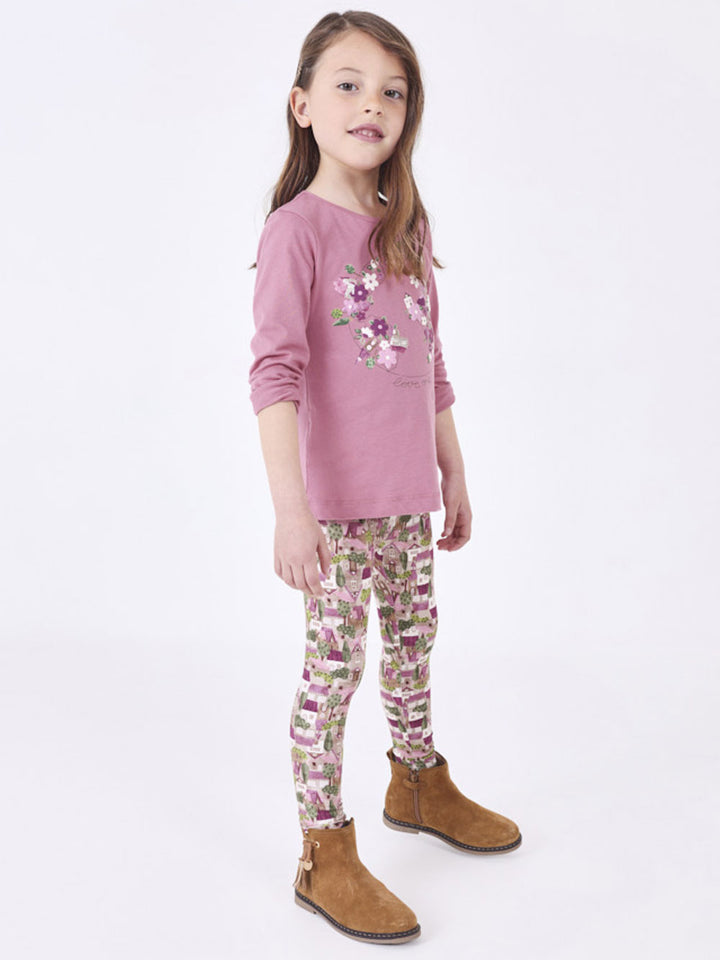 MAYORAL Mayoral completo leggings bambina stampa fiori