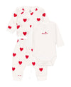 PETIT BATEAU Petit Bateau completo 3 pezzi cuore