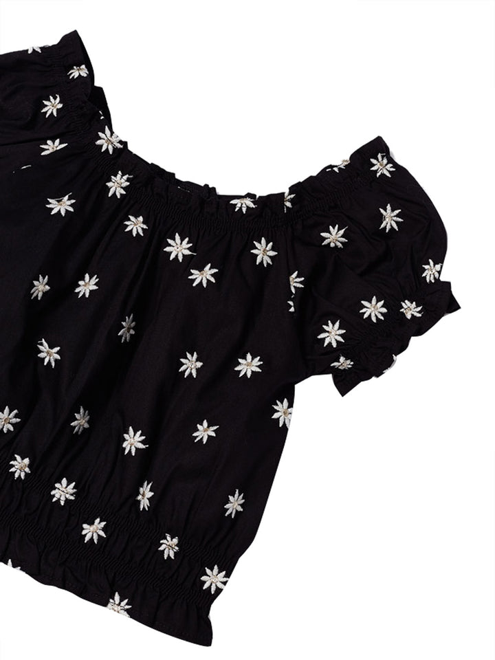 MAYORAL Blusa da bambina nera con ricami